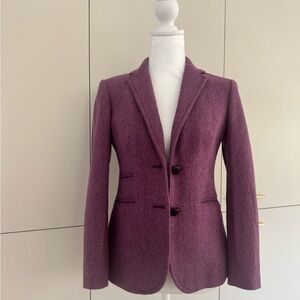 J. Crew Purple Wool Herringbone Blazer Tailored Wool-Blend Professional
